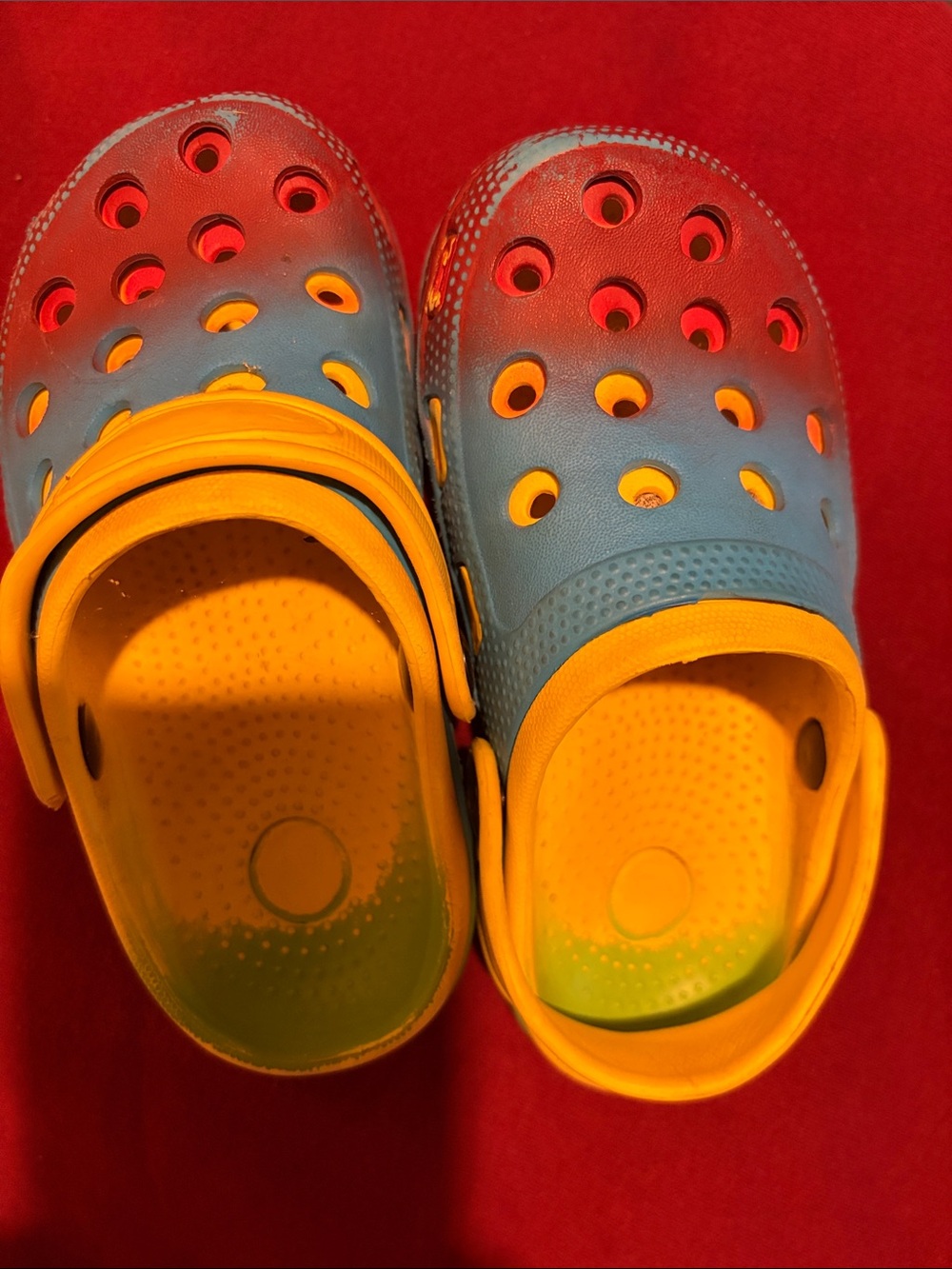 Unk Blue and Yellow Kids Slip-On Clogs with Heel Strap